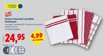 Zestaw 5 ściereczek i ręczników kuchennych promocja w Lidl