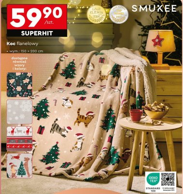 Koc flanelowy 150x20 cm promocja w Biedronka