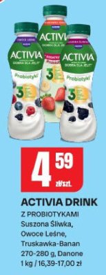 Activia drink z probiotykami suszona śliwka, owoce leśne, truskawka-banan Danone promocja w Chorten