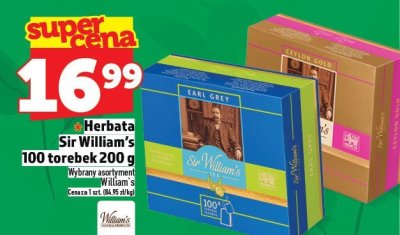 Herbata Sir William's 100 torebek 200 g promocja w TOPAZ