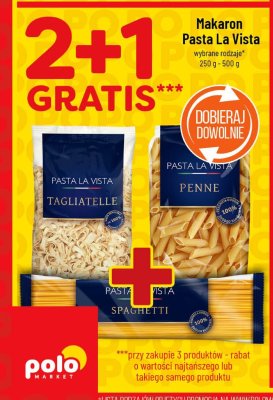 Makaron Pasta La Vista wybrane rodzaje 2+1 gratis promocja w POLOmarket