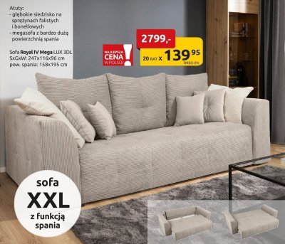 Sofa Royal IV Mega LUX 3DL promocja w Black Red White