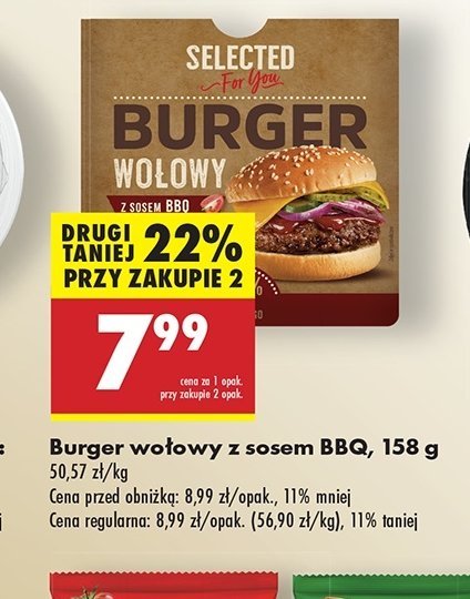 Burger wołowy z sosem bbq Selected for you promocja