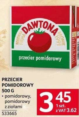 Przecier pomidorowy Dawtona 500 g pomidorowy, pomidorowy z ziołami promocja w Selgros