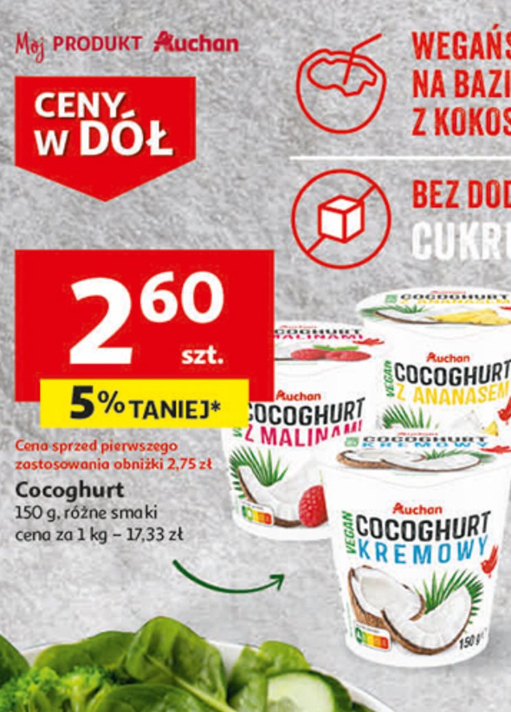 Cocoghurt z malinami Auchan różnorodne (logo czerwone) promocja