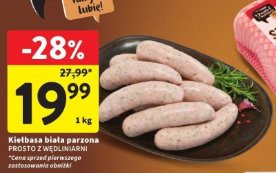 Kiełbasa biała parzona PROSTO Z WĘDLINIARNI promocja w Intermarche