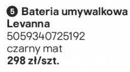 Bateria umywalkowa Levanna czarny mat promocja w Castorama