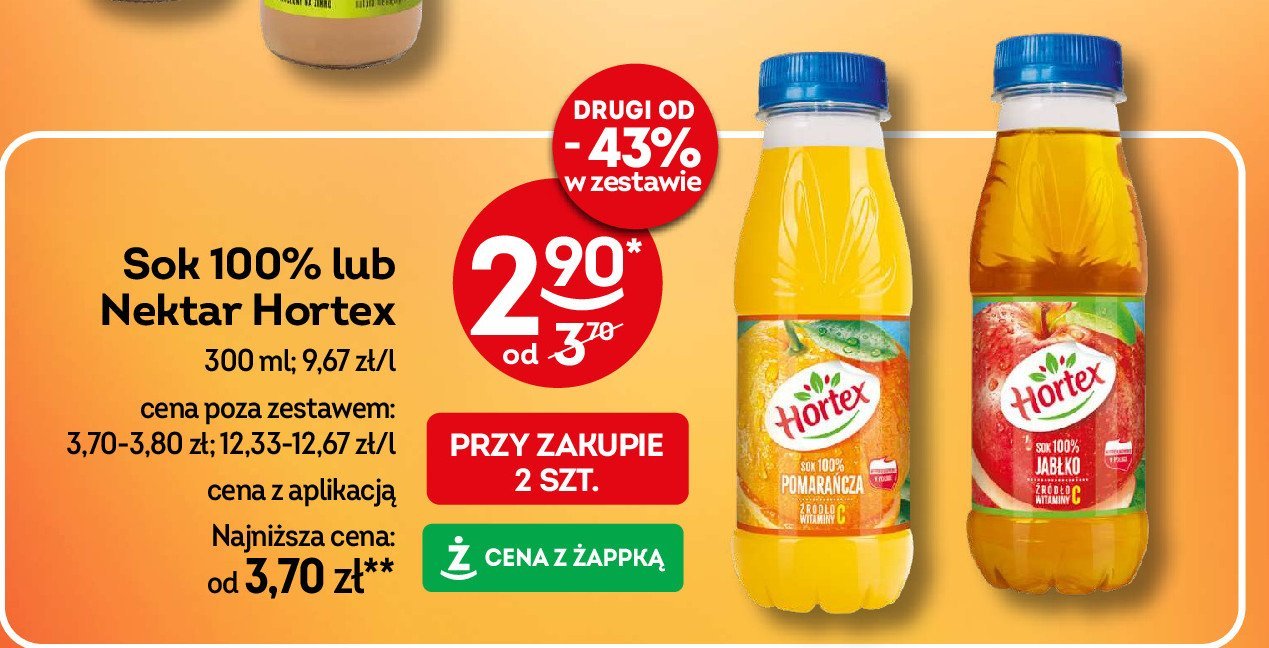 Sok pomarańczowy Hortex promocja w Żabka