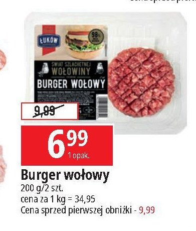 Burger wołowy Łmeat łuków promocja