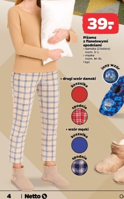 Piżama z flanelowymi spodniami damska lub męska promocja w Netto