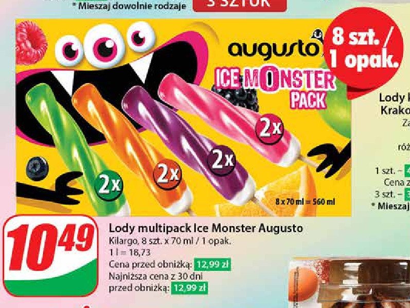 Lody mix Augusto ice monster promocja