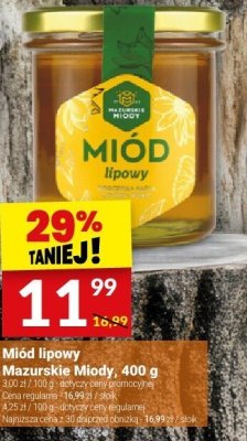 Miód lipowy Mazurskie Miody, 400 g promocja w Twój Market