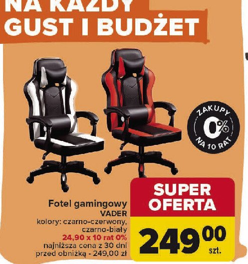 Fotel vader czarno-biały promocja