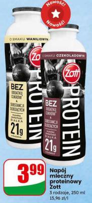 Napój mleczny proteinowy 3 rodzaje promocja w Dino