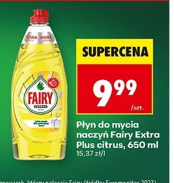 Płyn do mycia naczyń Fairy Extra Plus citrus 650ml promocja w Biedronka