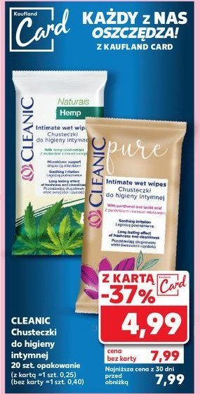 Chusteczki do higieny intymnej Cleanic naturals hemp promocja