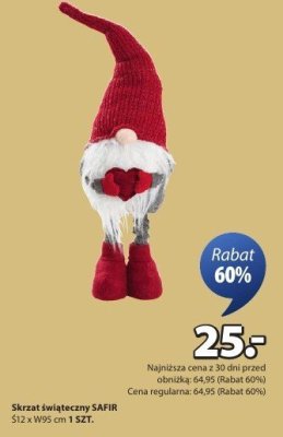 Skrzat świąteczny SAFIR Ś12 x W55 cm 1 SZT. promocja w Jysk