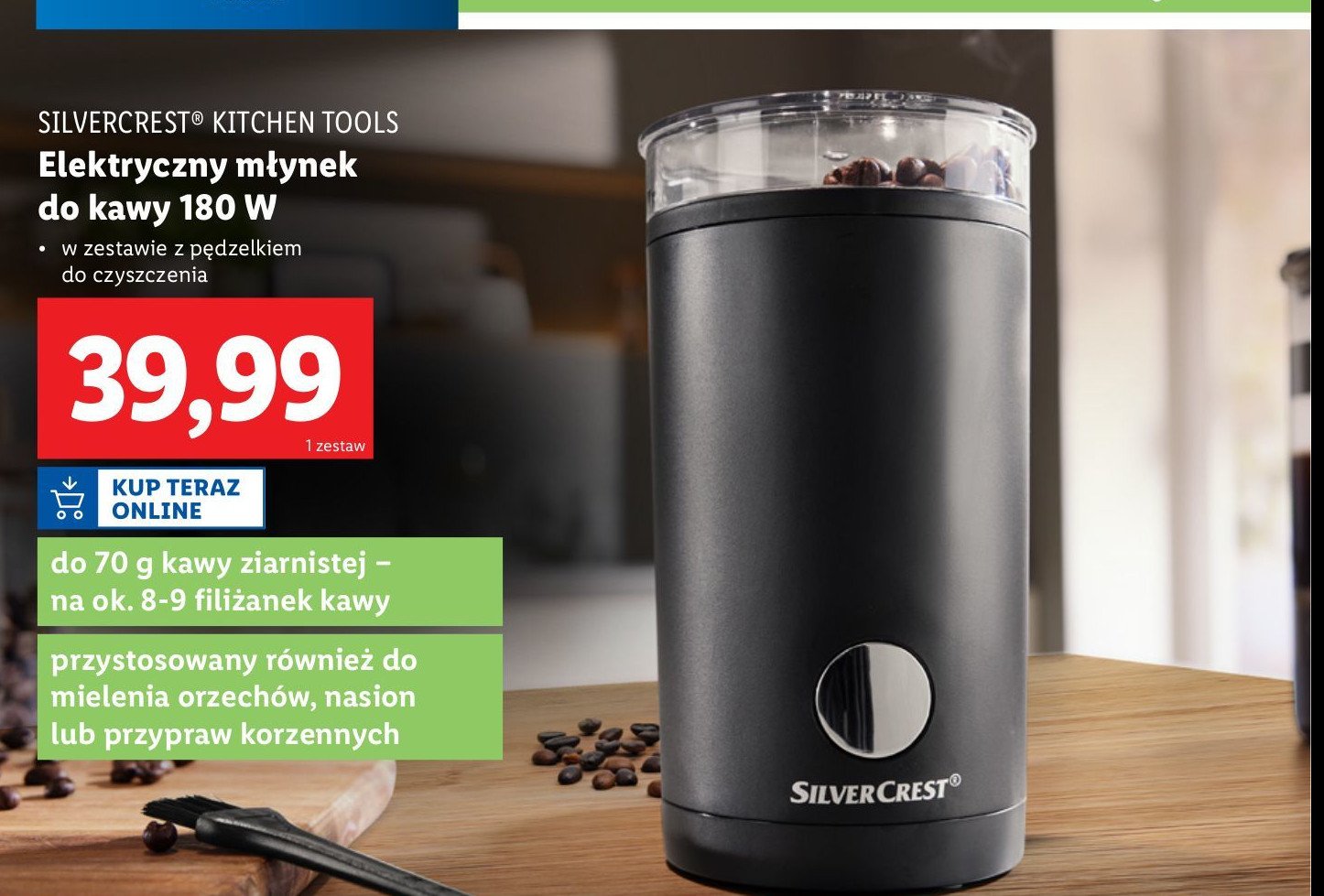 Elektryczny m艂ynek do kawy 180 w Silvercrest promocja