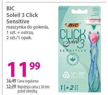 Maszynka do golenia + 2 wkłady Bic soleil click 3 sensitive promocja w Hebe