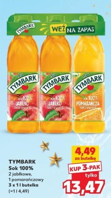 Sok 100% 2 jabłkowe, 1 pomarańczowy 3 x 1 l  promocja w Kaufland