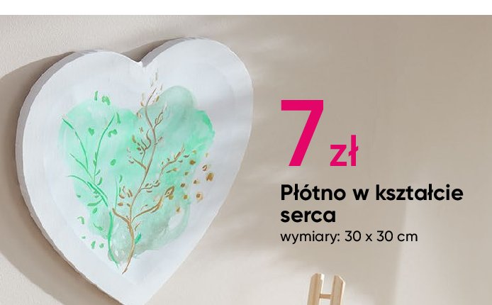 Płótno serce 30 x 30 cm promocja w Pepco