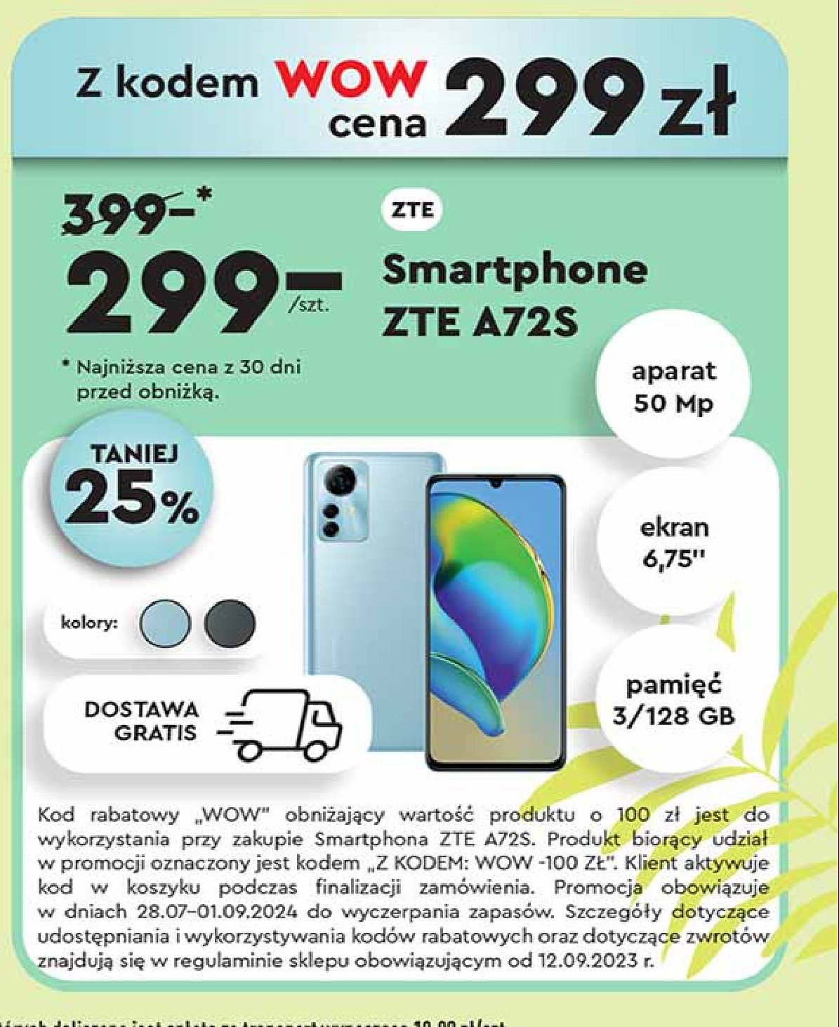 Smartfon a72s ZTE promocja