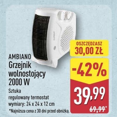 Grzejnik wolnostojący 2000 W  promocja w Aldi