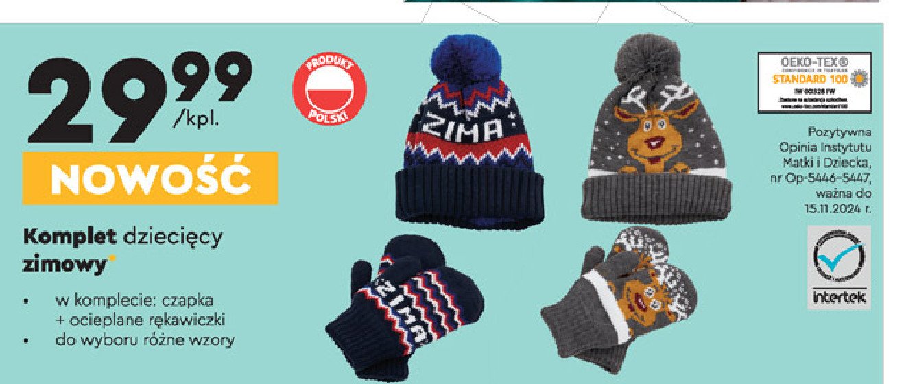 Komplet: czapka + r臋kawiczki promocja