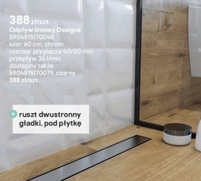 Odpływ liniowy Designe chrom 60 cm promocja w Castorama