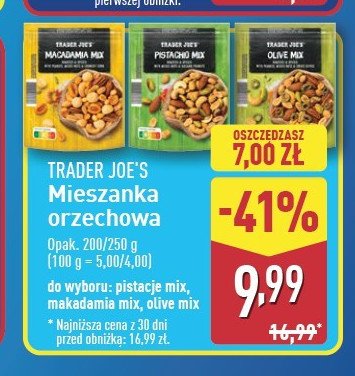 Mieszanka orzechowa z oliwkami Trader joe's promocja w Aldi