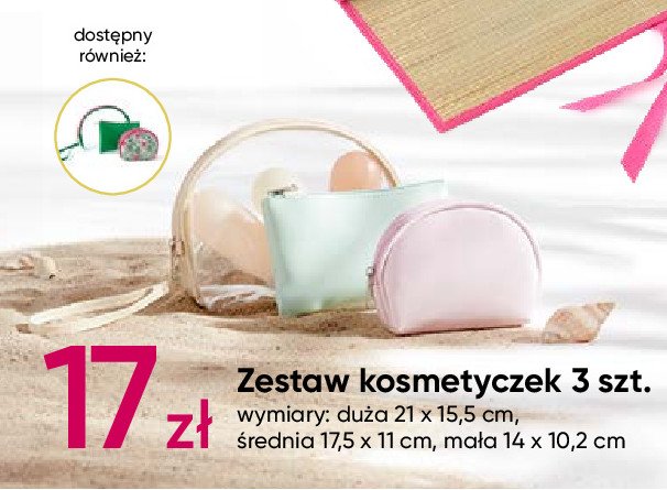 Zestaw kosmetyczek 21 x 15.5 cm + 17.5 x 11 cm + 14 x 10.2 cm promocja