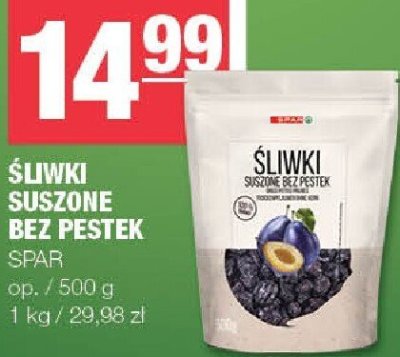 Śliwki suszone bez pestek SPAR promocja w SPAR