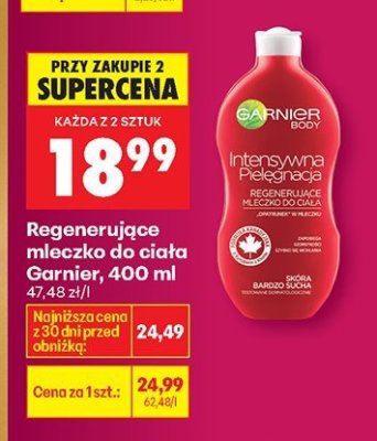 Mleczko regenerujące do ciała Garnier, 400 ml promocja w Biedronka