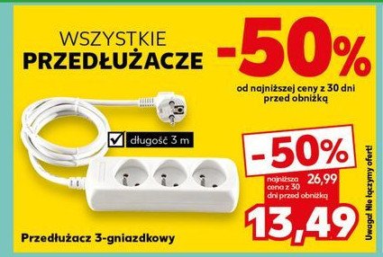 Przedłużacz 3-gniazdkowy 3 m promocja