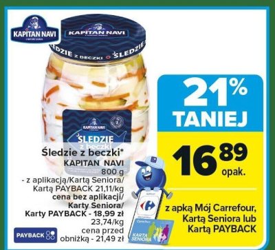 Śledzie z beczki Kapitan Navi promocja w Carrefour