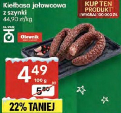 Kiełbasa jałowcowa z szynki promocja w Delikatesy Centrum