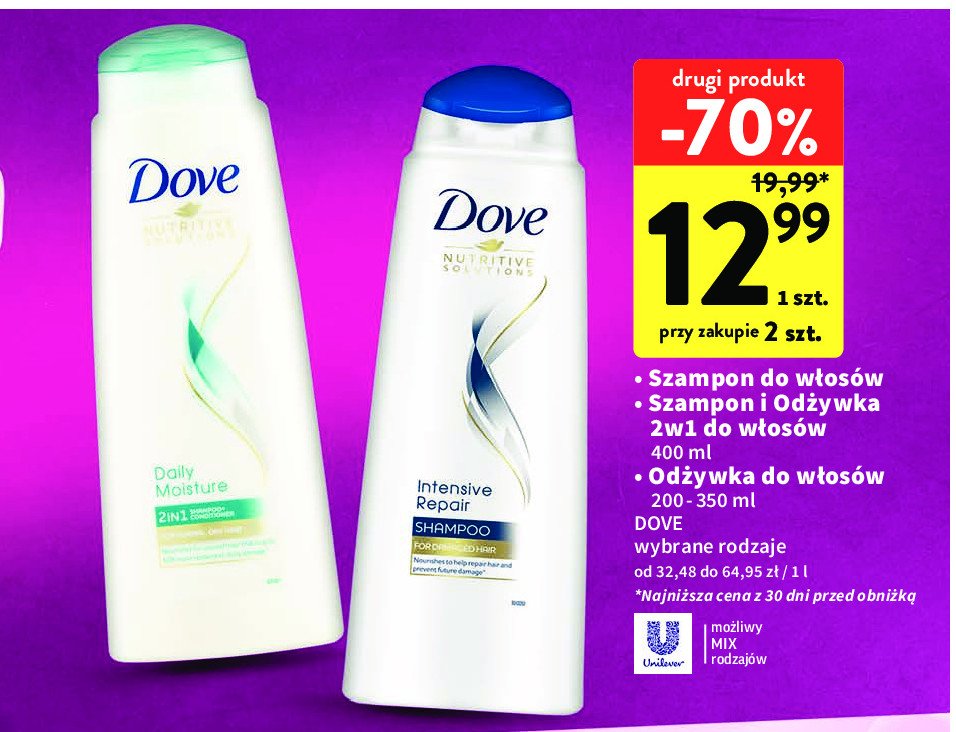 Od偶ywka do w艂os贸w Dove daily moisture 2w1 promocja