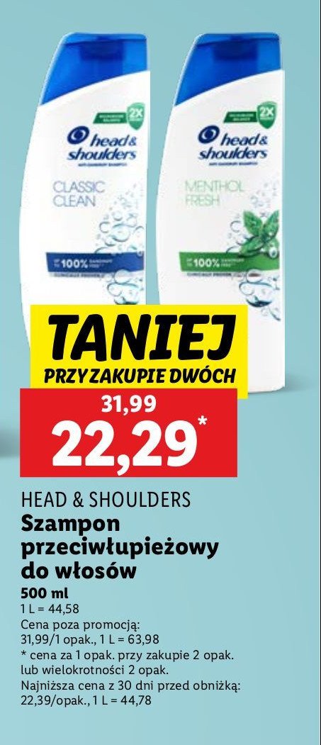 Szampon menthol fresh Head&shoulders promocja w Lidl