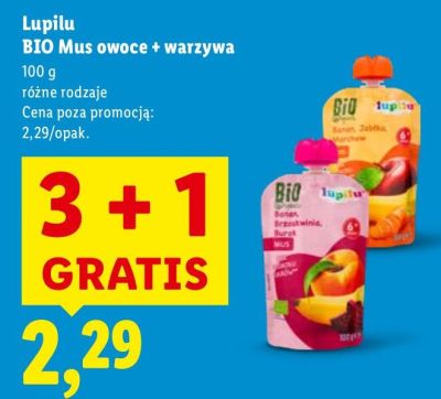 Mus owocowy Lupilu BIO owoce + warzywa promocja w Lidl