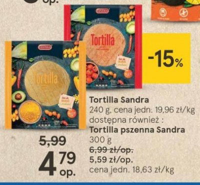 Tortilla pszenna o smaku pomidorowym Sandra promocja