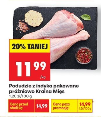 Podudzie z indyka pakowane próżniowo Kraina Mięs promocja w Biedronka