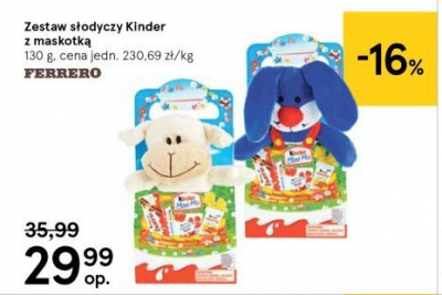 Zestaw słodyczy + maskotka zając Kinder maxi mix promocja