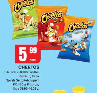 Chrupki kukurydziane Cheetos Ketchup, Pizza, Spirals Ser z Ketchupem promocja w Chorten