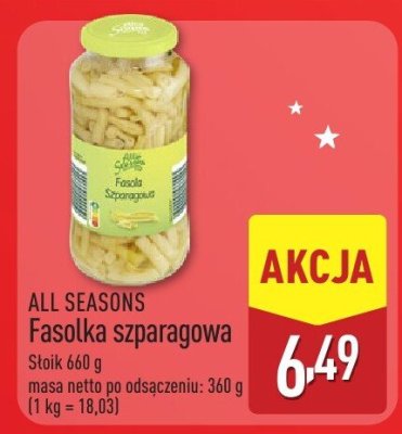 Fasolka szparagowa All Seasons Fasolka szparagowa promocja w Aldi