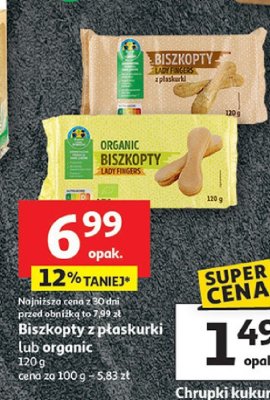 Biszkopty z płasturki lub organic 120 g promocja w Auchan