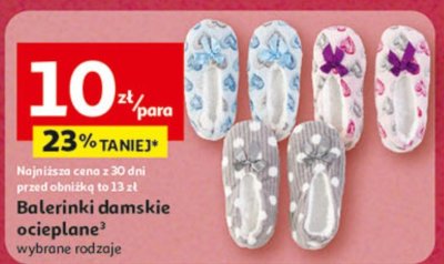 Balerinki damskie ocieplane wybrane rodzaje promocja w Auchan