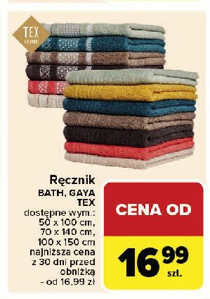 Ręcznik bath 50 x 100 cm Tex promocja w Carrefour