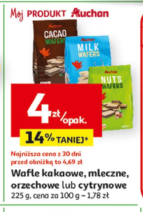 Wafelki kakaowe Auchan promocja