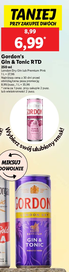 Drink z tonikiem Gordon's 0.0% promocja w Lidl