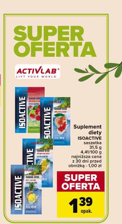 Saszetka isoactive cytryna- zielona herbata Activlab promocja